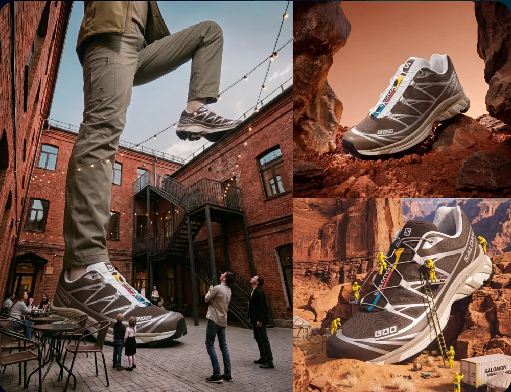 AI-generated footwear product and lifestyle imagery